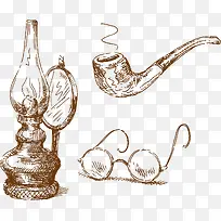 油灯眼镜烟斗PNG矢量元素-空若网 油灯眼镜烟斗PNG矢量元素-空若网