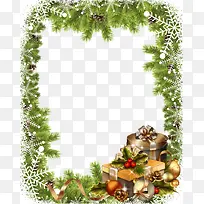 圣诞礼盒装饰松树叶边框-空若网 圣诞礼盒装饰松树叶边框-空若网