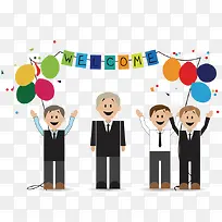 手绘卡通商务人员欢迎仪式-空若网 手绘卡通商务人员欢迎仪式-空若网