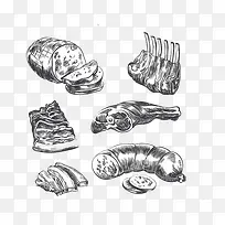 美食简笔画食物设计矢量图案-空若网 美食简笔画食物设计矢量图案-空若网