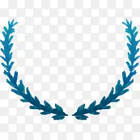 蓝绿色扁平风格对称花环-空若网 蓝绿色扁平风格对称花环-空若网