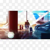 机场场景插画-空若网 机场场景插画-空若网