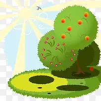卡通果园背景矢量素材-空若网 卡通果园背景矢量素材-空若网
