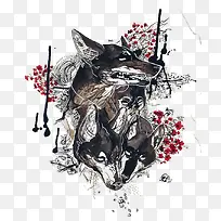 矢量水彩狼-空若网 矢量水彩狼-空若网