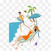 卡通沙滩大海图片-空若网 卡通沙滩大海图片-空若网