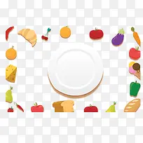 白色盘子食物边框-空若网 白色盘子食物边框-空若网