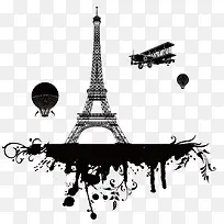 黑色墨迹上的铁塔-空若网 黑色墨迹上的铁塔-空若网