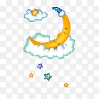 可爱卡通月亮白云-空若网 可爱卡通月亮白云-空若网