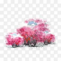 粉色水彩树林-空若网 粉色水彩树林-空若网