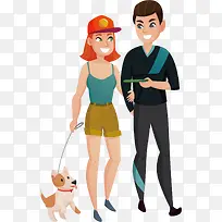 牵着遛狗的小情侣-空若网 牵着遛狗的小情侣-空若网