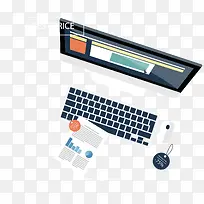 俯视电脑桌面素材矢量图-空若网 俯视电脑桌面素材矢量图-空若网