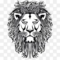 创意黑白线条狮子头-空若网 创意黑白线条狮子头-空若网