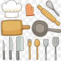 矢量手绘卡通厨房用品-空若网 矢量手绘卡通厨房用品-空若网