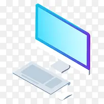 台式机电脑2.5D渐变立体插画-空若网 台式机电脑2.5D渐变立体插画-空若网