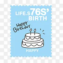 简单的生日元素邮票-空若网 简单的生日元素邮票-空若网