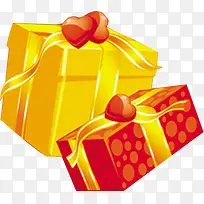 两个手绘方形爱心礼盒-空若网 两个手绘方形爱心礼盒-空若网