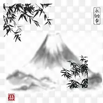 墨色大山竹子矢量素材-空若网 墨色大山竹子矢量素材-空若网