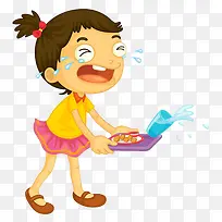 卡通端着食物哭泣的女孩-空若网 卡通端着食物哭泣的女孩-空若网