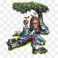 简约牛顿苹果插画-空若网 简约牛顿苹果插画-空若网