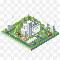 绿植丰富的现代商业圈-空若网 绿植丰富的现代商业圈-空若网