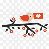 树枝上的情书小鸟-空若网 树枝上的情书小鸟-空若网