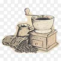 手绘研磨咖啡机矢量素材-空若网 手绘研磨咖啡机矢量素材-空若网