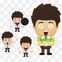 端着食物的卡通商务男子-空若网 端着食物的卡通商务男子-空若网