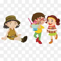 端着食物的卡通儿童-空若网 端着食物的卡通儿童-空若网