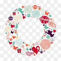 彩色圆形花卉矢量图-空若网 彩色圆形花卉矢量图-空若网