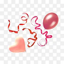 粉色温馨爱心气球丝带-空若网 粉色温馨爱心气球丝带-空若网