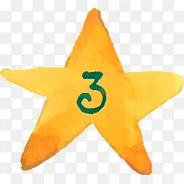 水彩五角星数字3-空若网 水彩五角星数字3-空若网