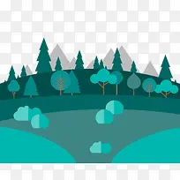 扁平化远山树木免扣素材-空若网 扁平化远山树木免扣素材-空若网