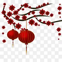 创意中国风树枝与灯笼素材设计-空若网 创意中国风树枝与灯笼素材设计-空若网