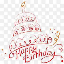 生日快乐蛋糕线条手绘-空若网 生日快乐蛋糕线条手绘-空若网