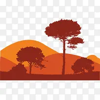 矢量橙色树木风景-空若网 矢量橙色树木风景-空若网