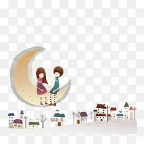 坐在月亮上的情侣-空若网 坐在月亮上的情侣-空若网