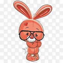 矢量手绘红色卡通兔子-空若网 矢量手绘红色卡通兔子-空若网
