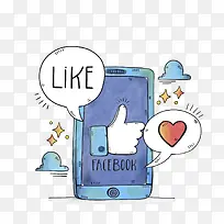 彩绘手机点赞矢量图-空若网 彩绘手机点赞矢量图-空若网