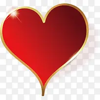 矢量手绘红色金边的爱心-空若网 矢量手绘红色金边的爱心-空若网