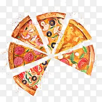 矢量手绘披萨-空若网 矢量手绘披萨-空若网