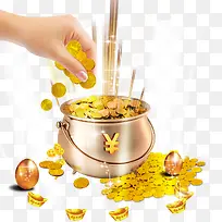 手绘聚宝盆促销装饰-空若网 手绘聚宝盆促销装饰-空若网