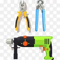 安装工具钳子钻头PNG矢量素材-空若网 安装工具钳子钻头PNG矢量素材-空若网