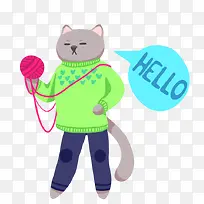 卡通猫和毛线-空若网 卡通猫和毛线-空若网