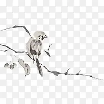 ˮī��֦�ϵ�С��-������