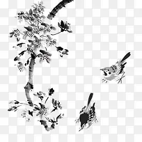 水墨画小鸟-空若网 水墨画小鸟-空若网