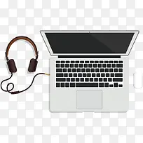 矢量插耳机的电脑-空若网 矢量插耳机的电脑-空若网