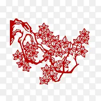 红色剪纸树枝-空若网 红色剪纸树枝-空若网
