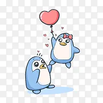 蓝色企鹅爱心免抠素材-空若网 蓝色企鹅爱心免抠素材-空若网