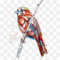 创意彩色小鸟水彩画-空若网 创意彩色小鸟水彩画-空若网