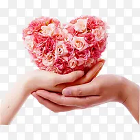 粉色捧花玫瑰爱心手势-空若网 粉色捧花玫瑰爱心手势-空若网